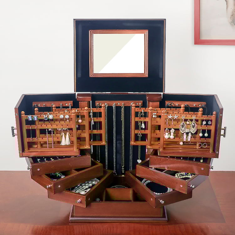 Earring Display Jewelry Box With Earring Holder Retro Solid Wood Jewelry Box Desk Organizer Earring Holder