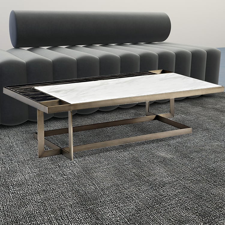 Modern Marble Coffee Table with Stainless Steel Base in Black & White ...
