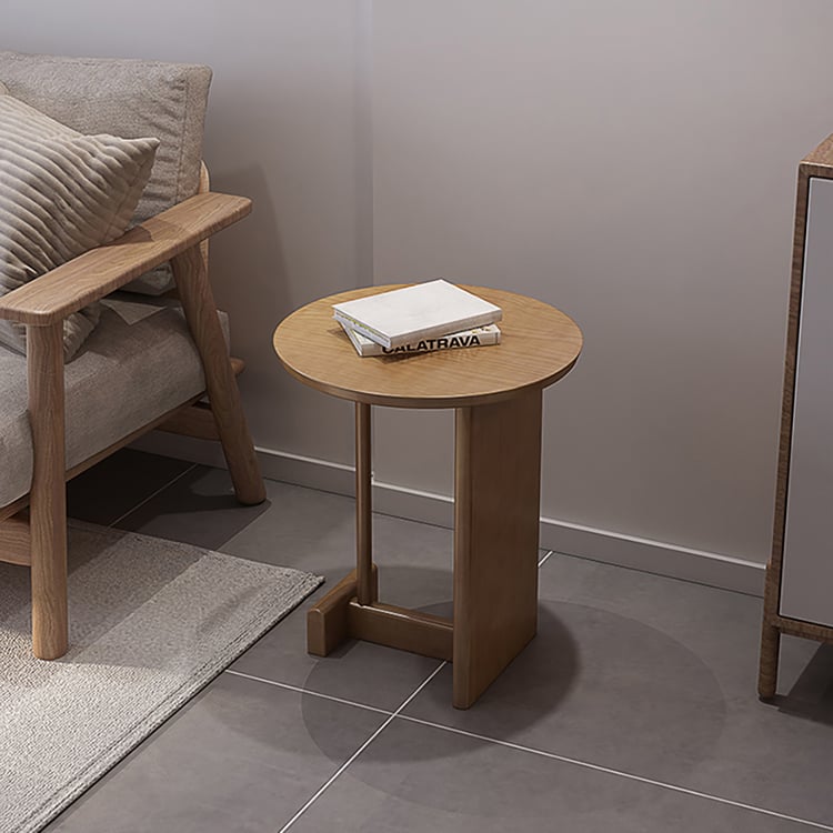 Farmhouse Round Wood End Table Vintage Side Table | Homary