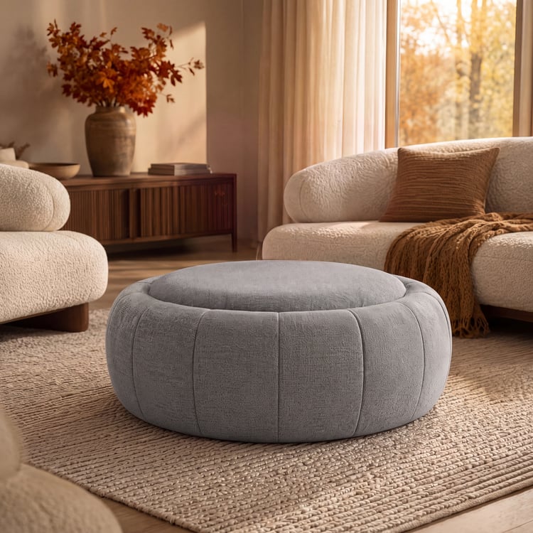Pouf multi-fonctionnel en chenille de 99 cm avec rangement et table basse en un