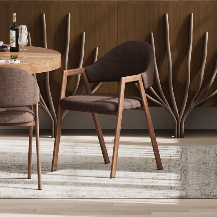 Modern Brown Linen Dining Chair with Upholstered, 2 Pieces