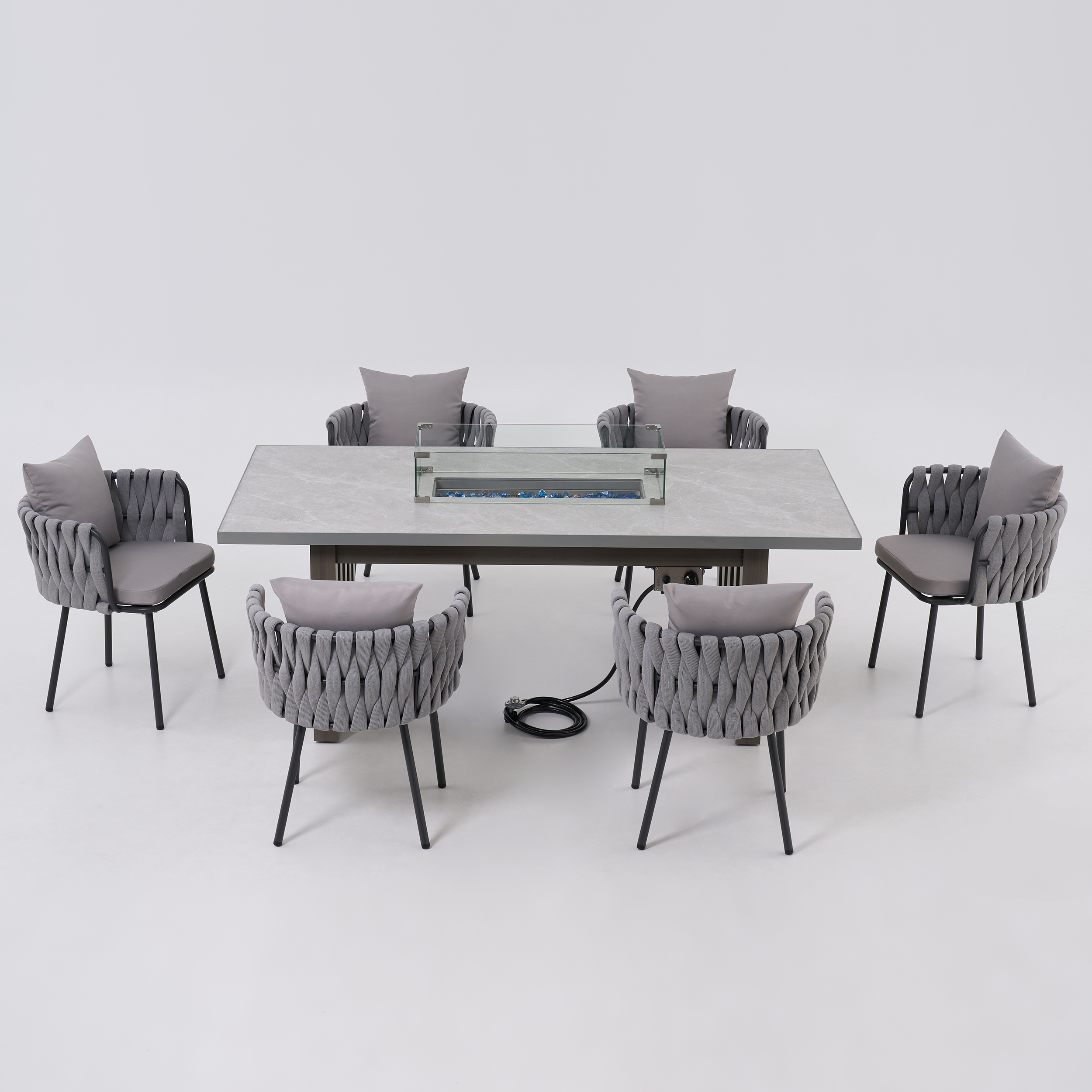 Outdoor Dining Set with Fire Pit