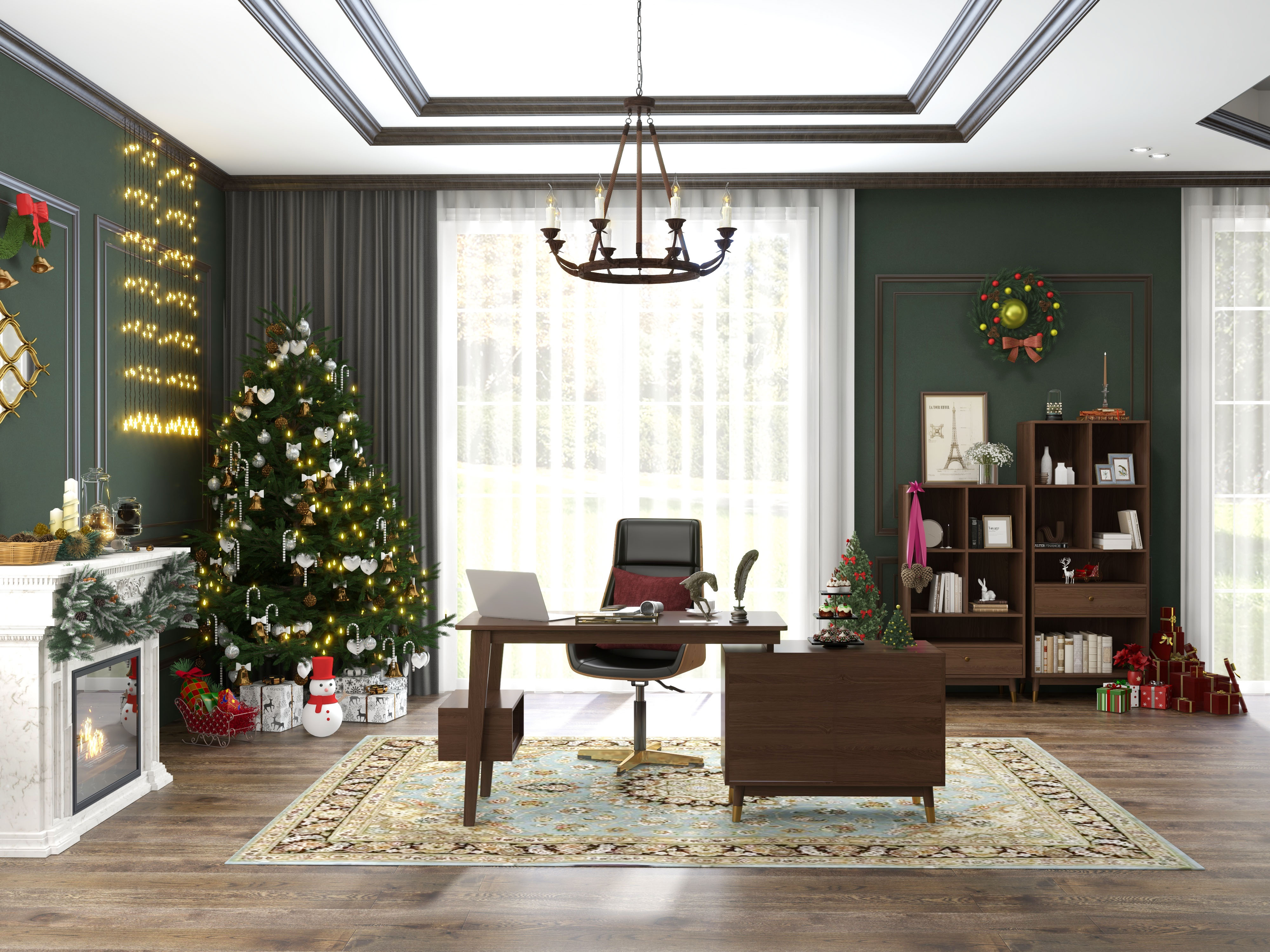 Ajoutez des couleurs de Noël au Walnut Study