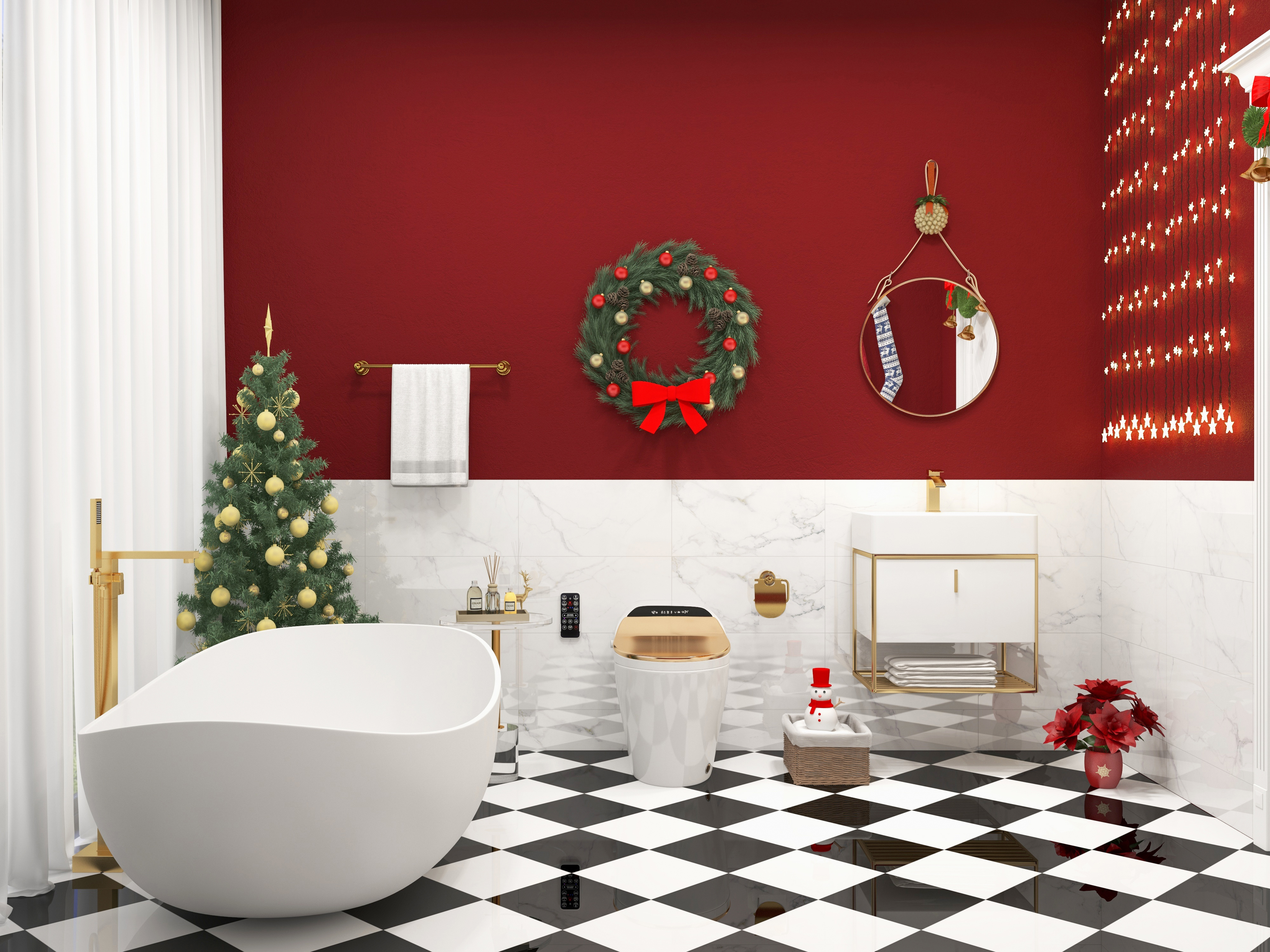 Modern & Feiertag Badezimmer Inspiration: Metall & Stein Dekodetails