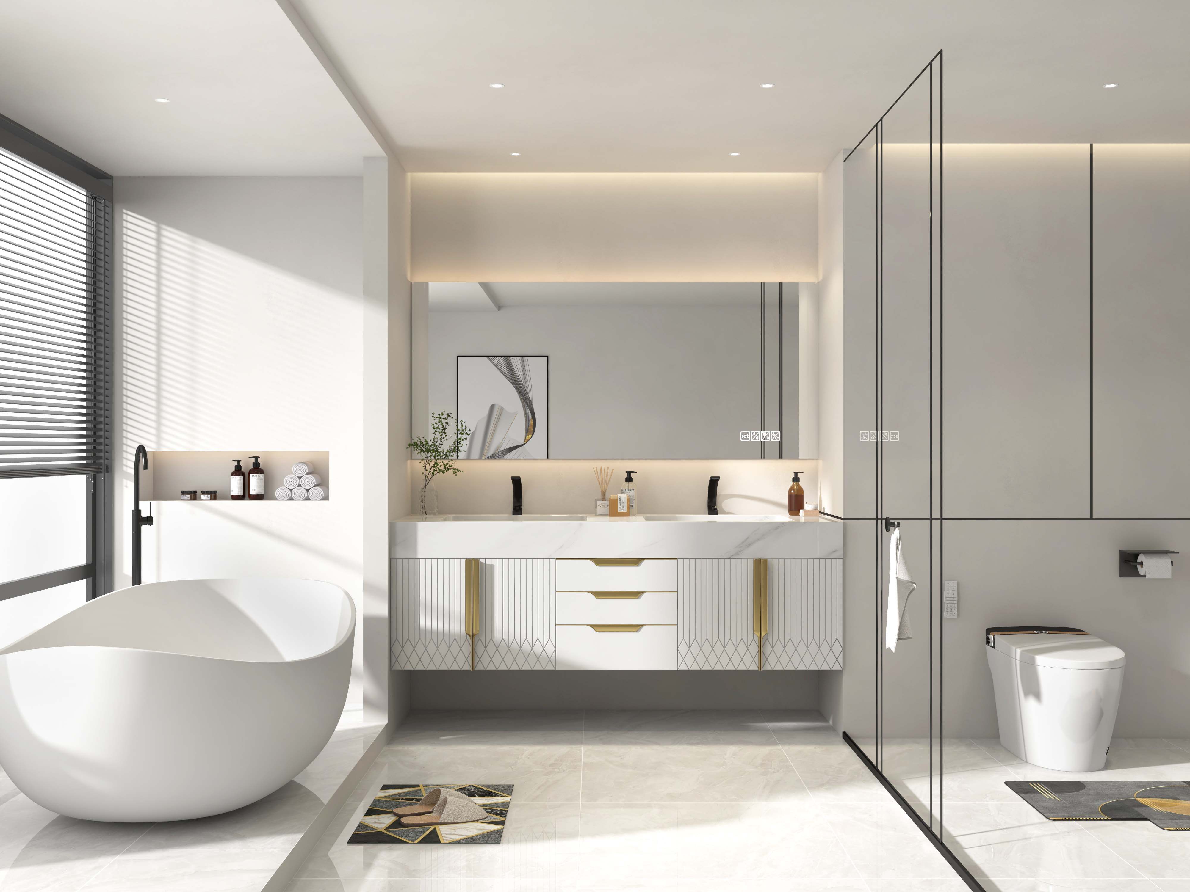 Deze witte badkamer straalt een frisse en tijdloze elegantie uit