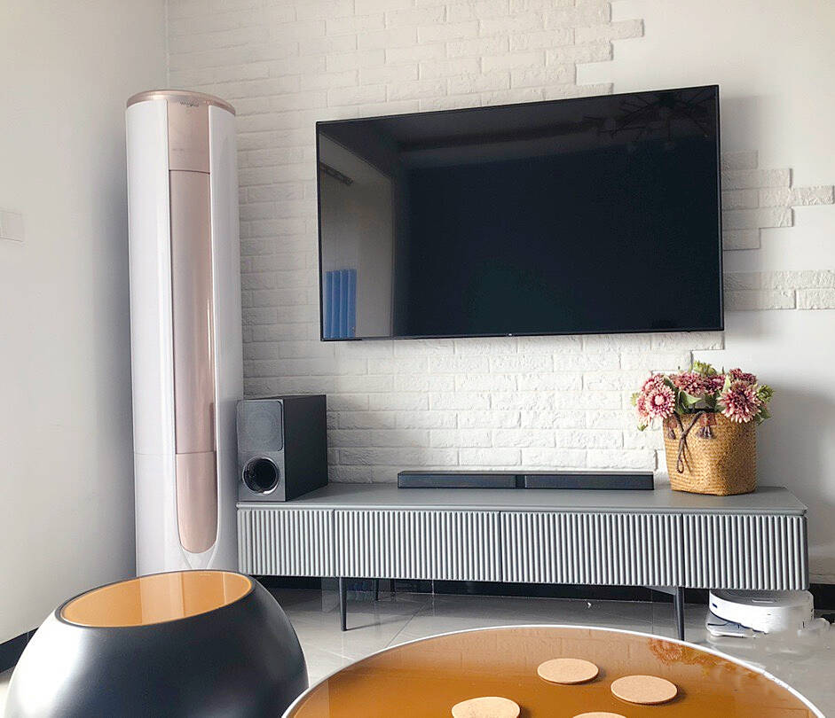 TV cabinet with ribbed front with 2 drawers of 180 cm in gray featured image
