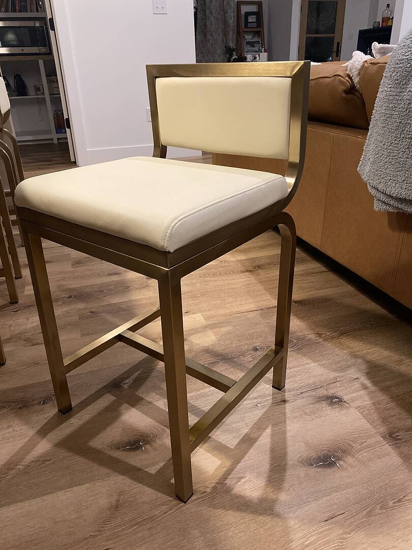Set of 2 Modern PU Leather Counter Stools with Upholstery White