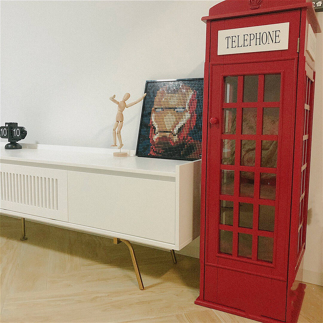 Phone Booth-Shaped Retro Kid's Bookcase England Style