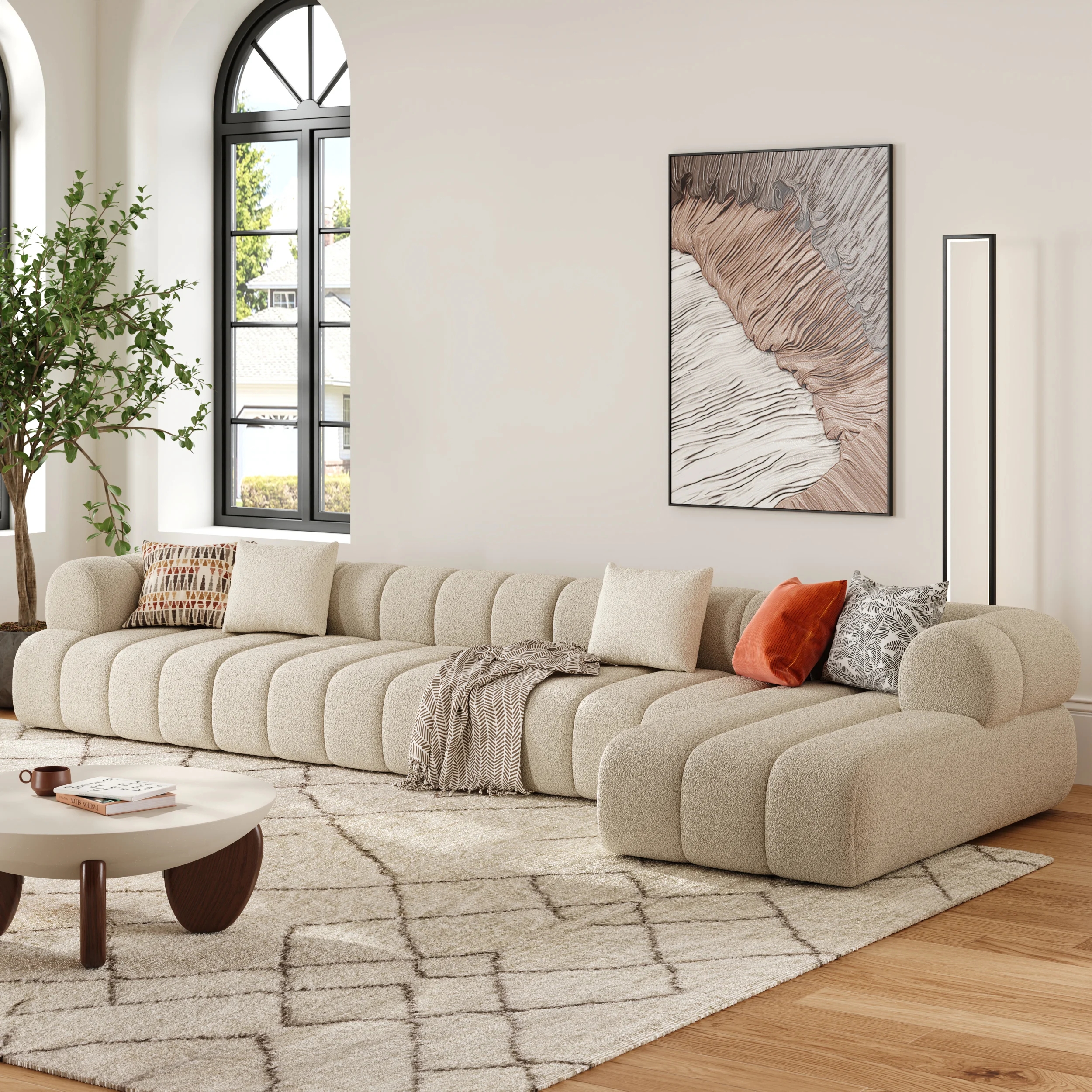Nimbus 3988 mm 4-Piece Channel Chenille Sectional Sofa with Chaise