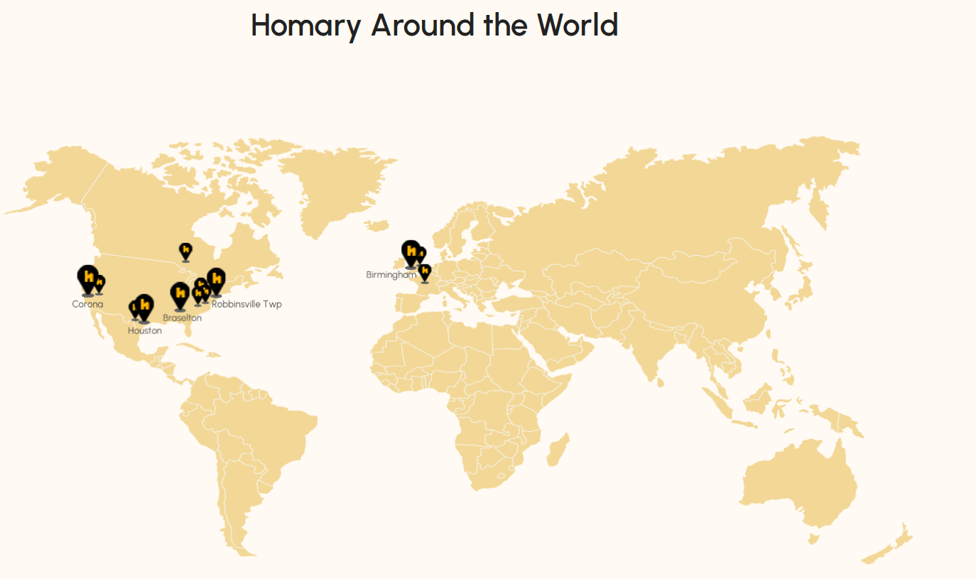 homary showrooms around the world