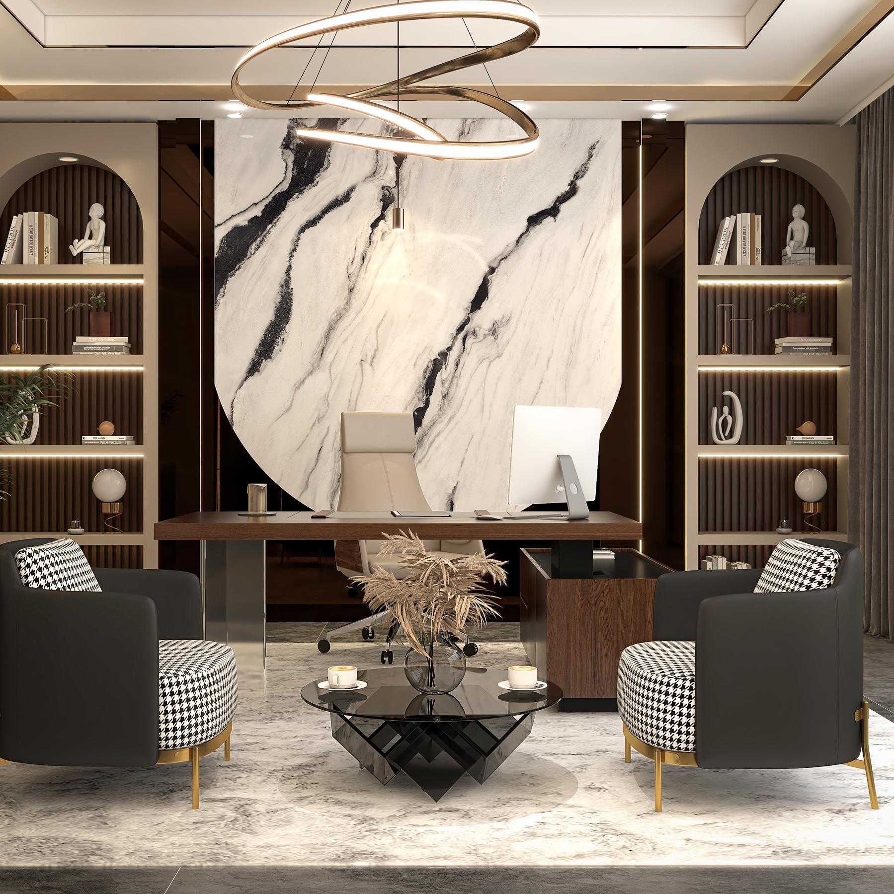 71.5" Modern Walnut Standing L-Shape Executive Desk with Side Cabinet and lifter Desktop window image