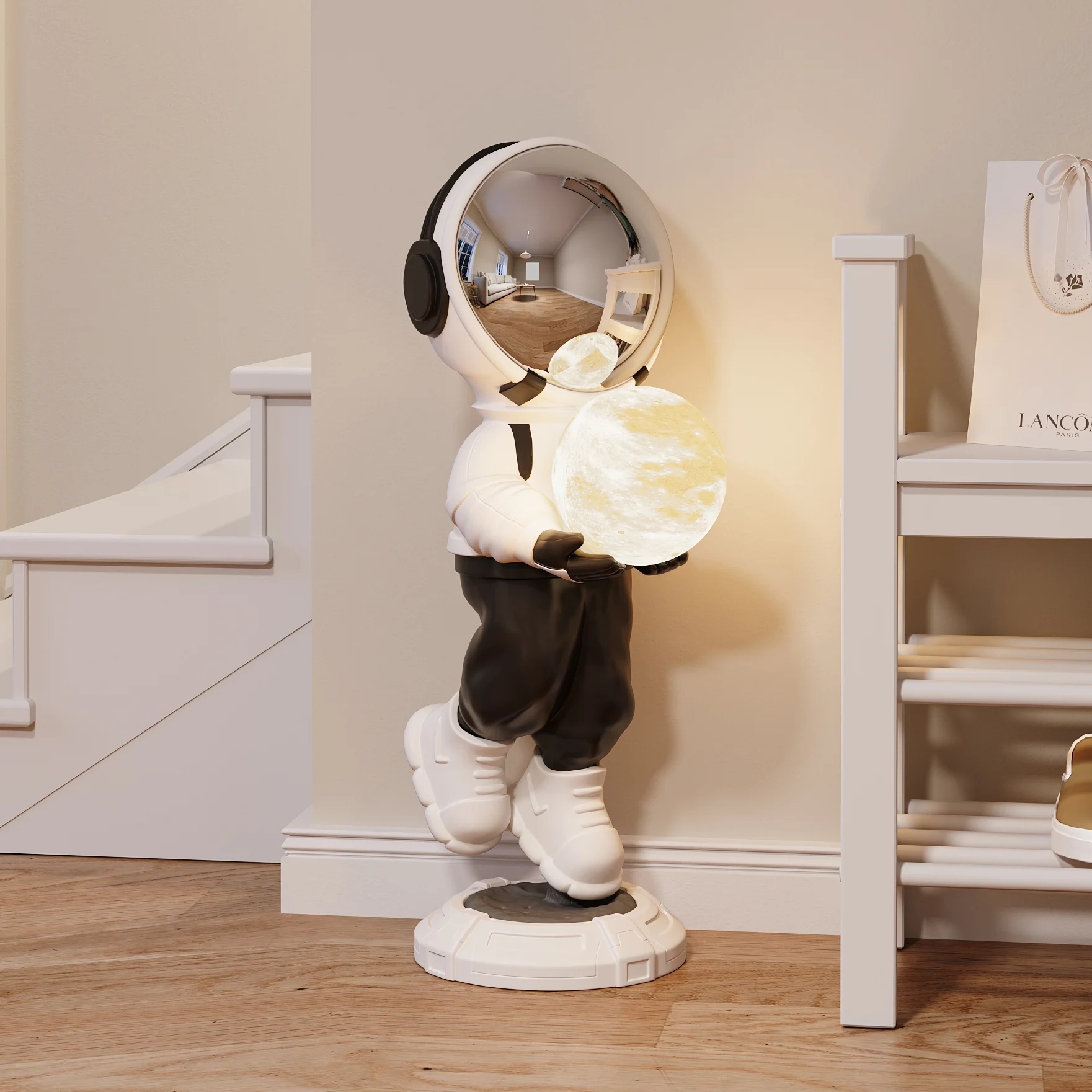 astronaut floor figurine with ball lamp