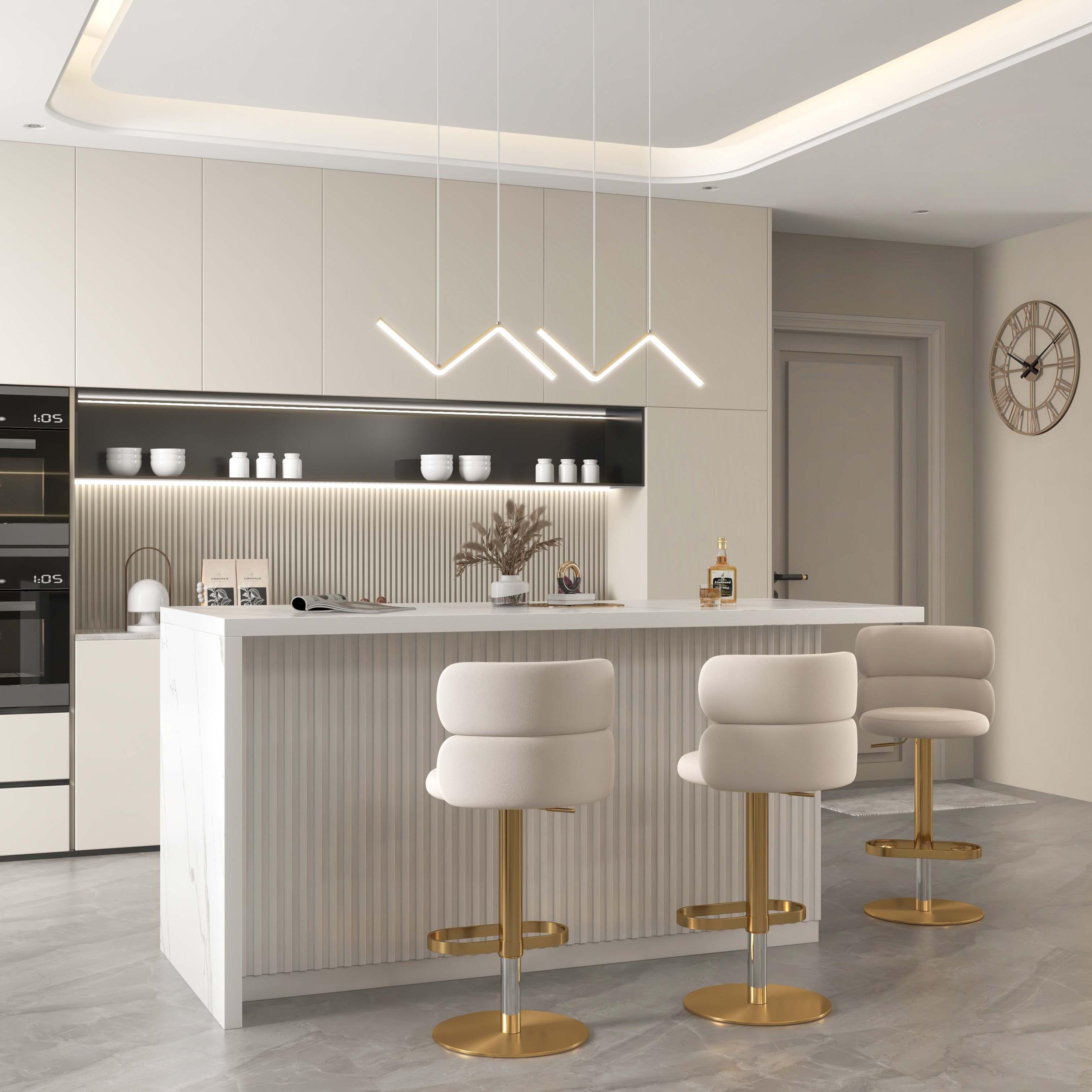 Îlot central de cuisine moderne 183 cm en bois blanc avec rangement image de fenêtre