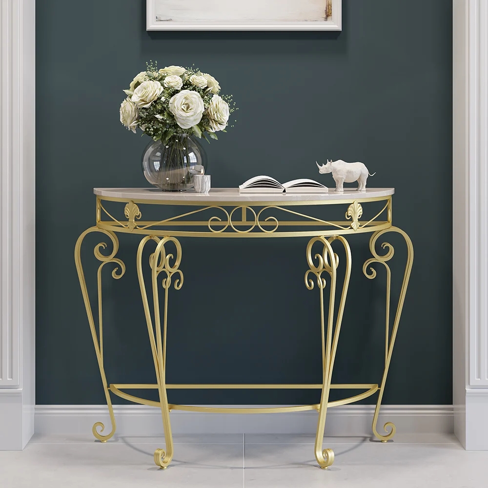 French Country metal console table