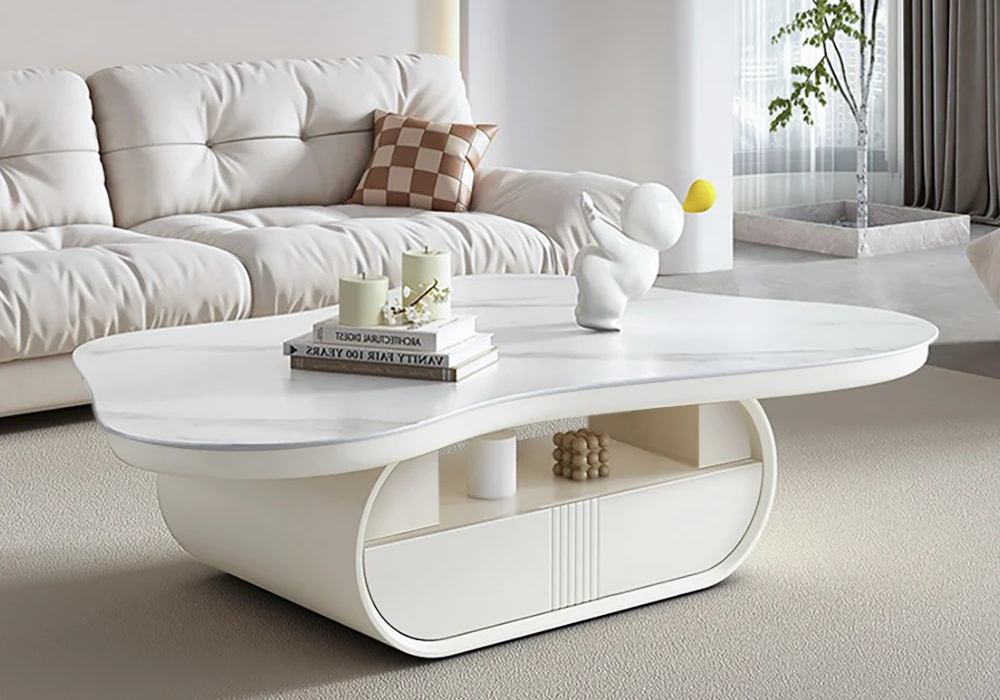 Irregular Cloud Sintered Stone Coffee Table with Storage