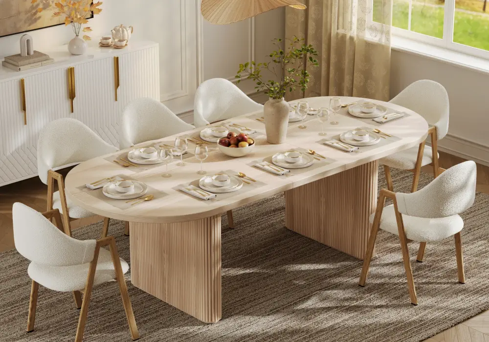 Fluve Extendable Oval Whitewash Dining Table