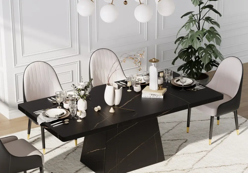 Modern Rectangular Matte Sintered Stone Dining Table