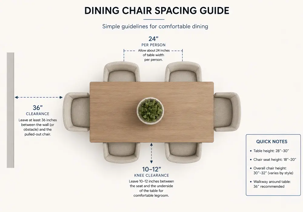 Dining chair spacing guide