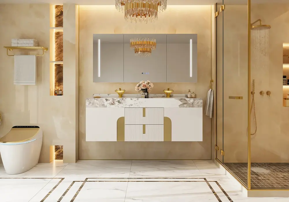 Artis Floating Double Sink Bathroom Vanity Sintered Stone Top