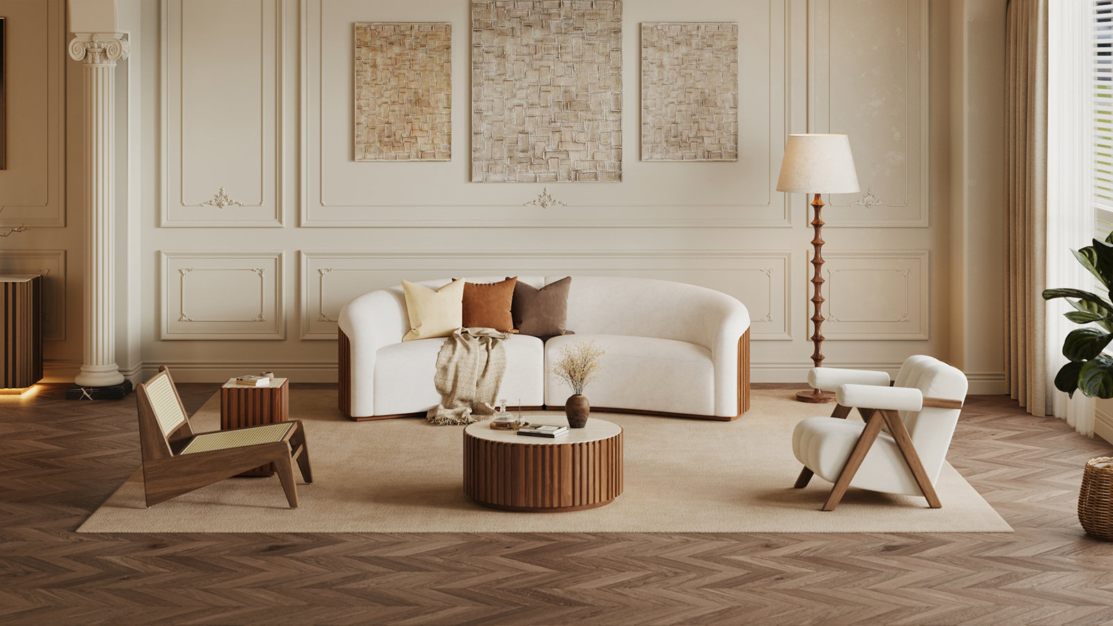 Une chaleur intemporelle dans un salon classique moderne