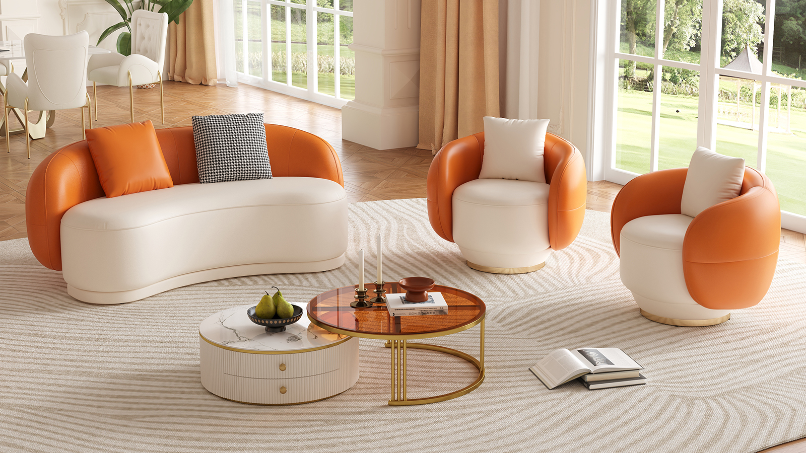 Des courbes audacieuses dans un salon glamour moderne