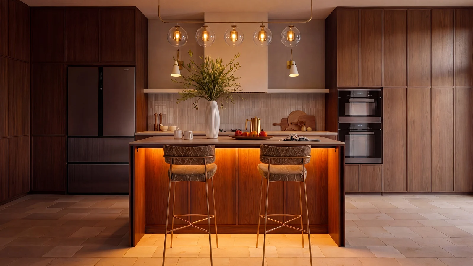 Un luxe moderne et chaleureux dans une cuisine contemporaine