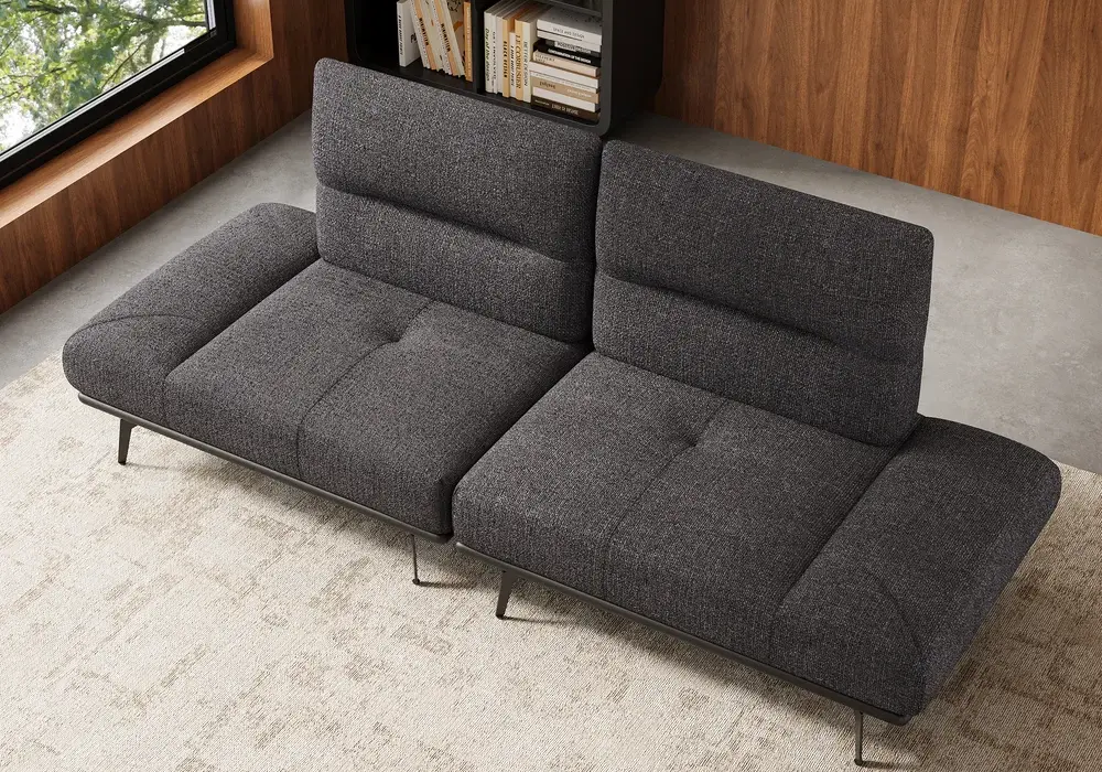  2-Piece Yarn-Dyed Fabric and Faux Leather Reclining Sectional Sofa 