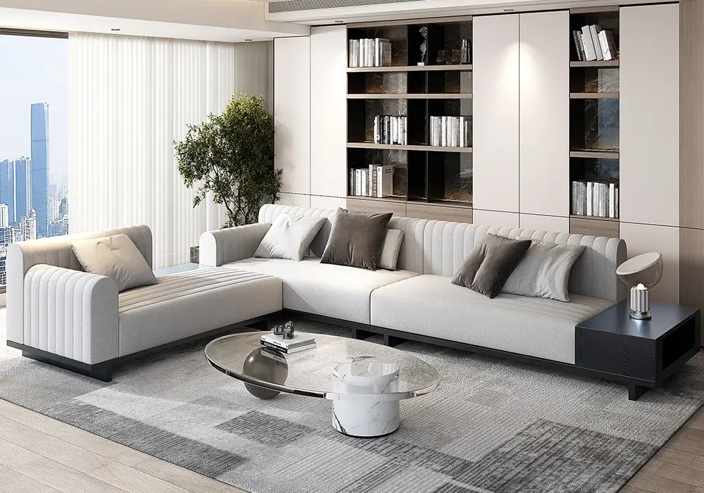 157" Modern Corner L-Shaped Sectional Sofa Faux Leather Upholstery