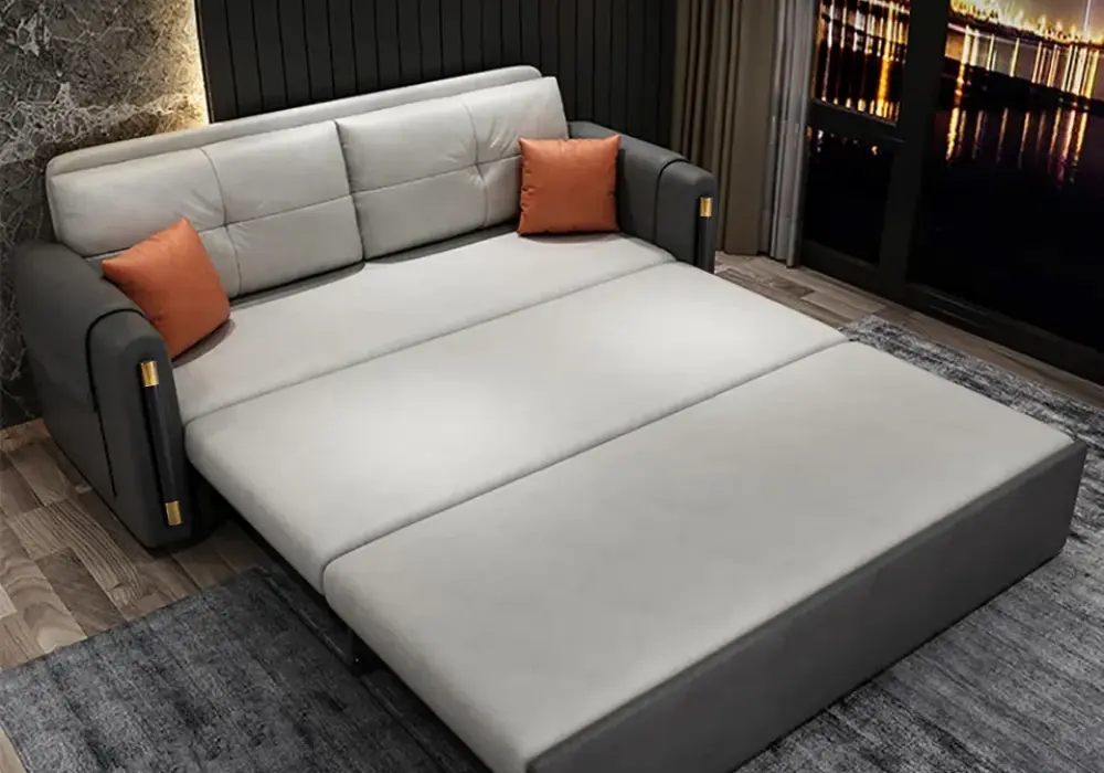 2057 mm King 3-Seater Leath-aire Convertible Sleeper Sofa