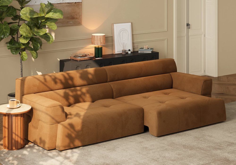 3073 mm 2-Seater Performance Velvet Power Convertible Sleeper Sofa