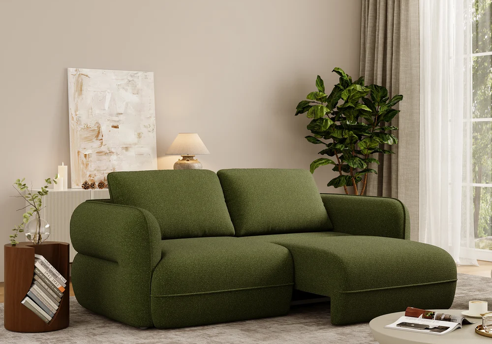 Modern 2210 mm 2-Seater Chenille Power Convertible Sleeper Sofa with Remote Control