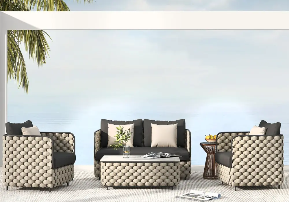 Modern Outdoor Design in Beige & Black with Rattan