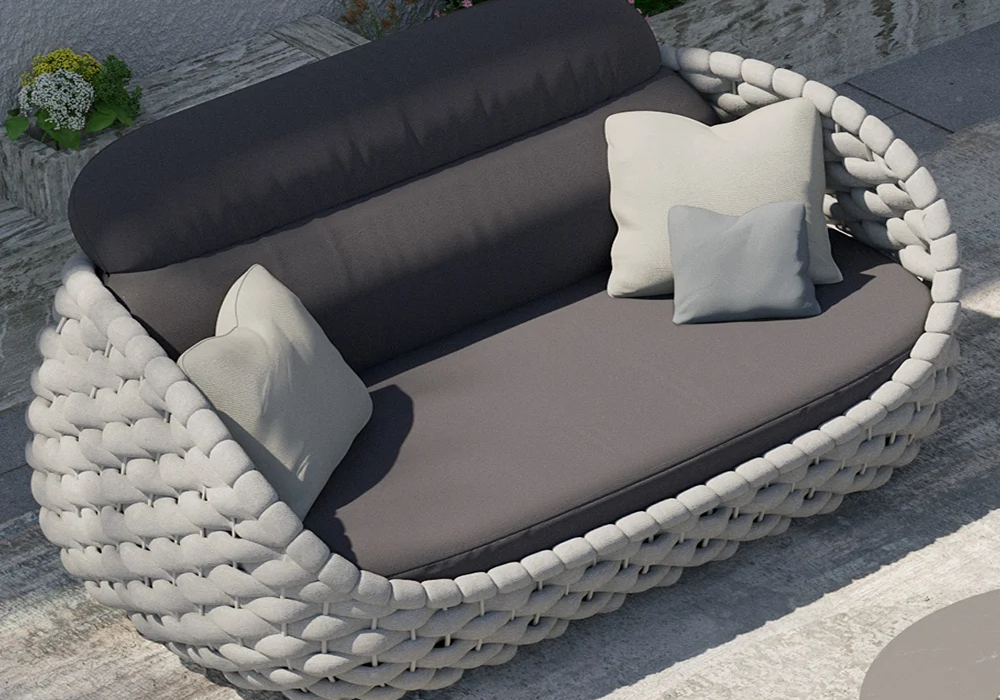 Cocaro 3 Seater Woven Outdoor Sofa Patio Couch in Gray Cushion & Pillow Included
