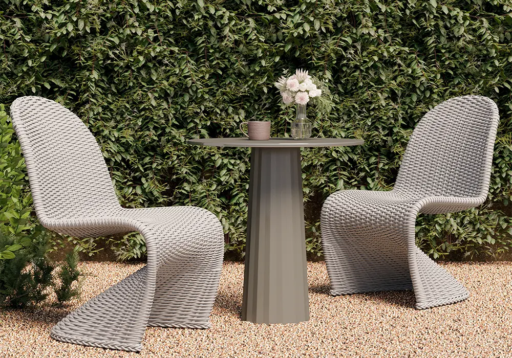 2 Pieces Coastal Aluminum & Woven Rattan Outdoor Patio Dining Chair Set in Gray
