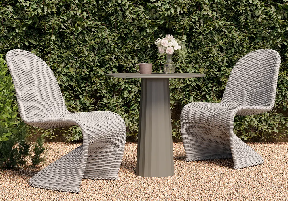 Coastal Aluminum & Woven Rattan Outdoor Patio Dining Chair Set in Gray