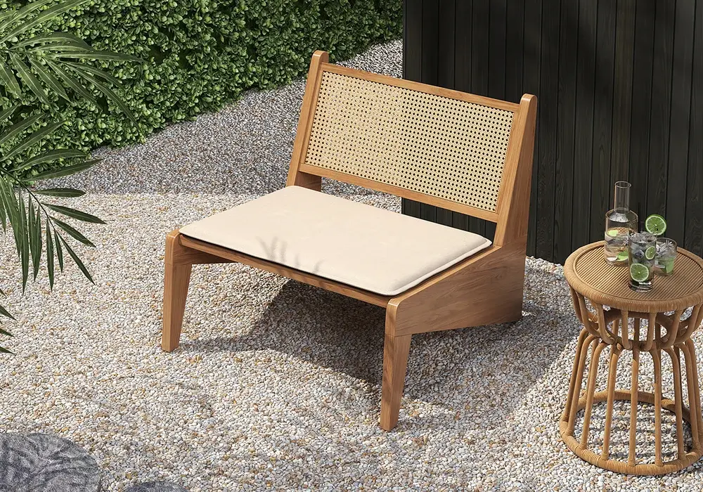 Boho Style Outdoor Aluminium Alloy & PE Rattan Patio Chair with Removable Cushion