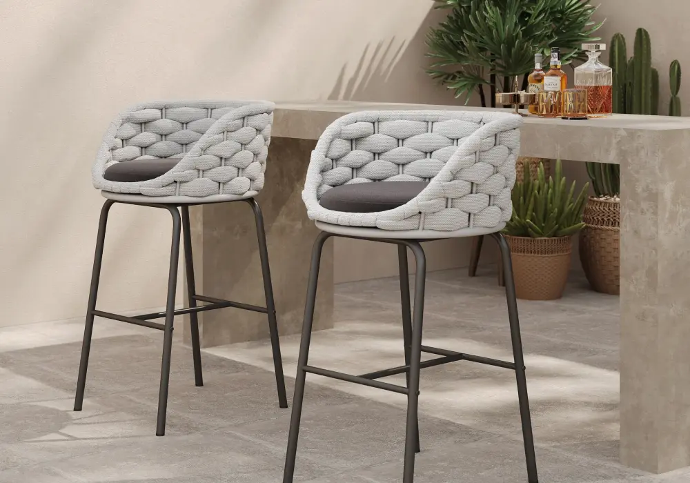 Outdoor Chair Patio Woven Rope & Aluminum 38