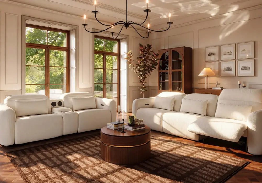 123" 3-Seater Chenille Zero Gravity Power Reclining Sofa with Pillows & USB Port