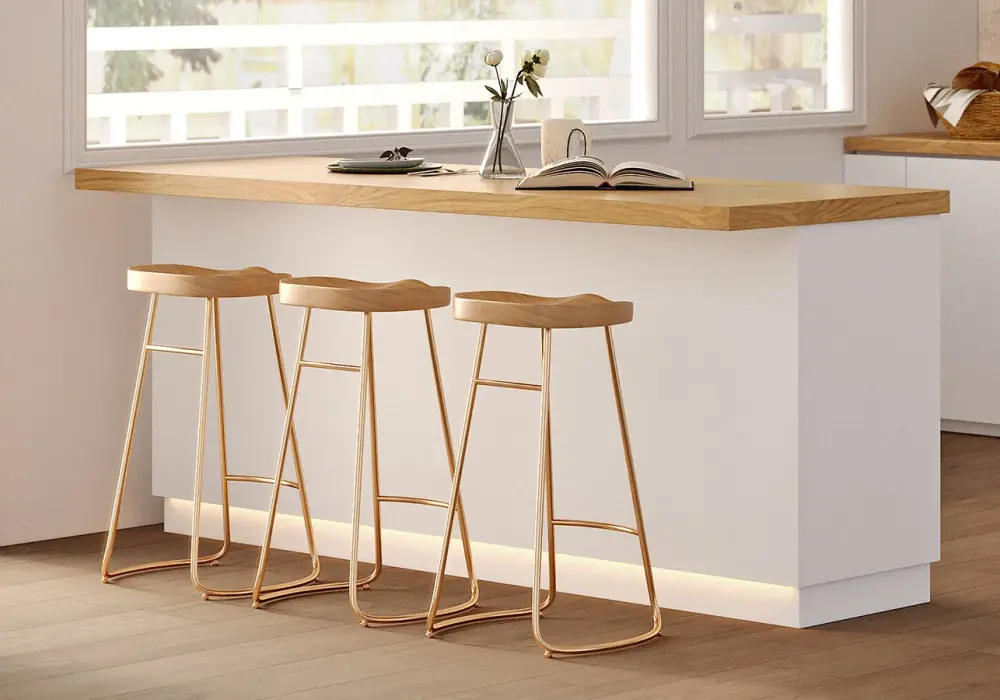 Japandi 72" Natural & White Kitchen Island with Storage & LED Lighting