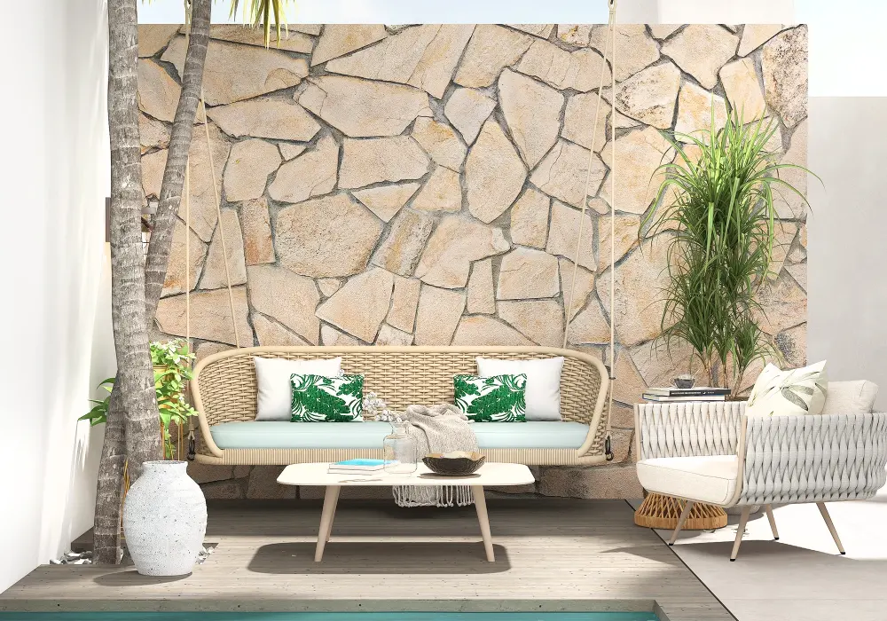 Traditional Wide Outdoor Woven Rope Swing Sofa Hanging Chair with Cushion