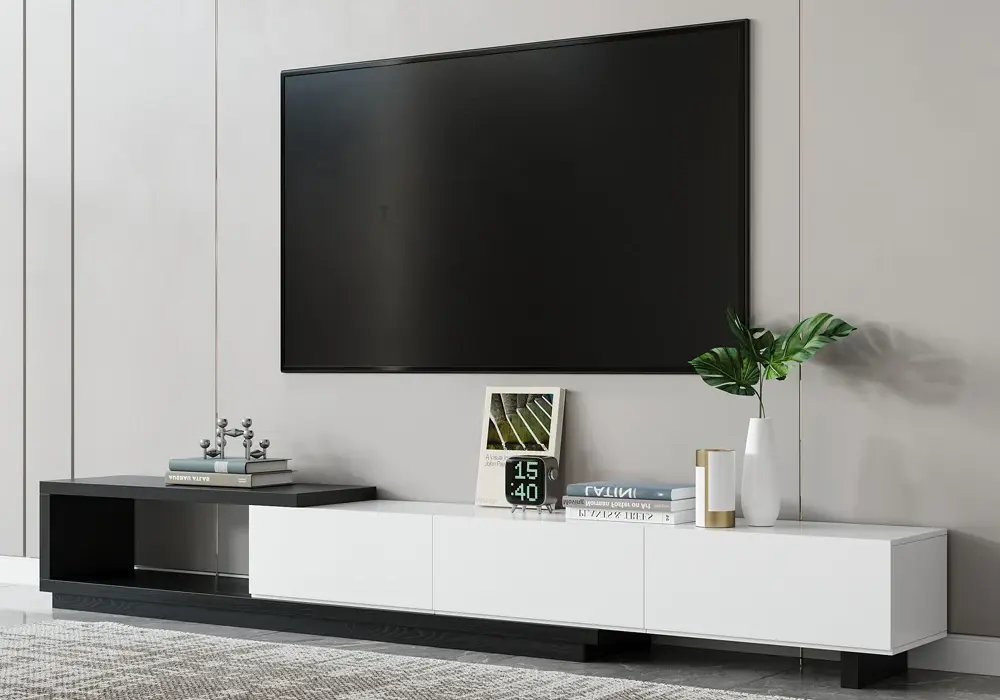Quoint 71"-100" Extendable TV Stand with 3 Drawers