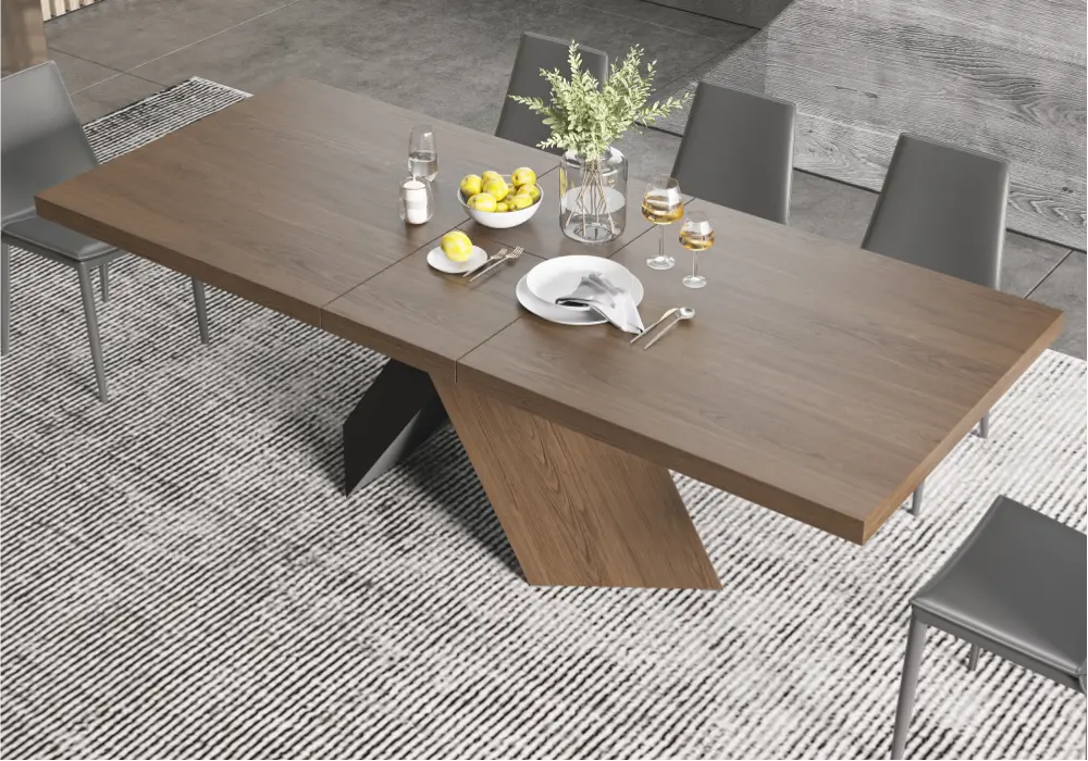 Farmhouse 79"–94" Extendable Rectangular Walnut Dining Table, Seats 6–8
