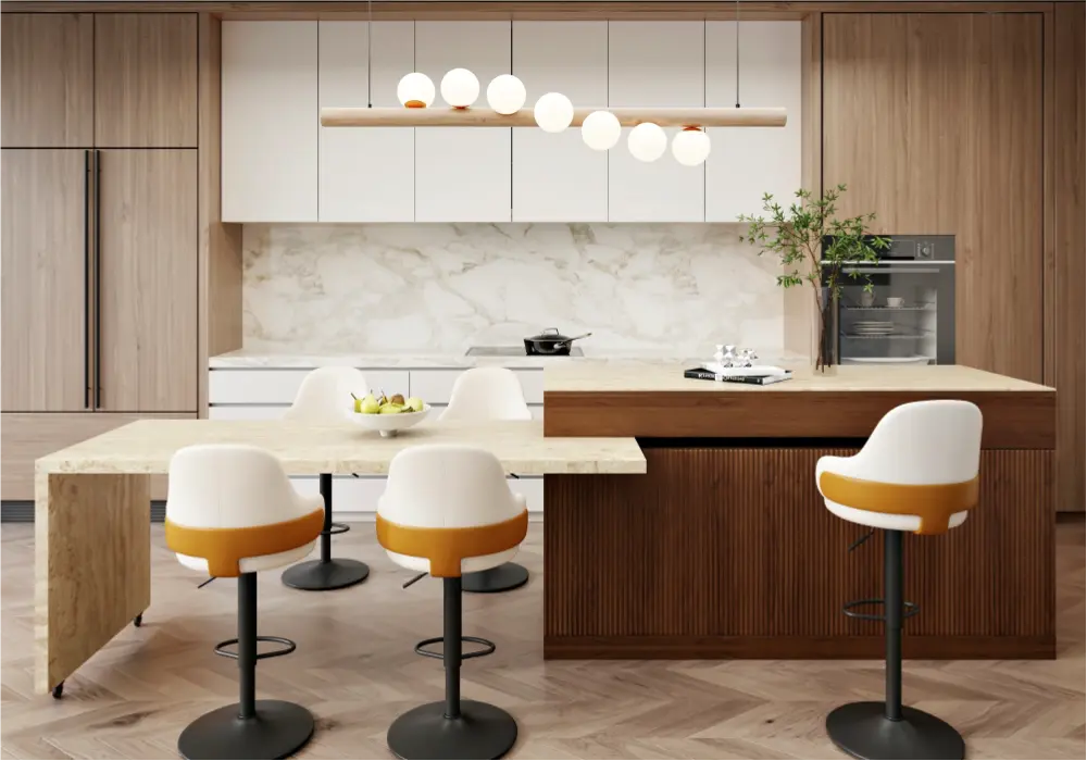 Modern 2057mm–2692mm Extendable Wood Kitchen Island with Storage, Walnut