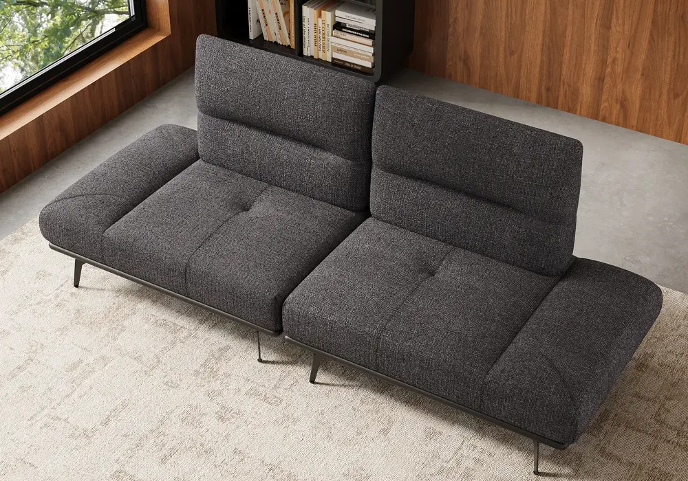 2-Piece Yarn-Dyed Fabric and Faux Leather Reclining Sectional Sofa