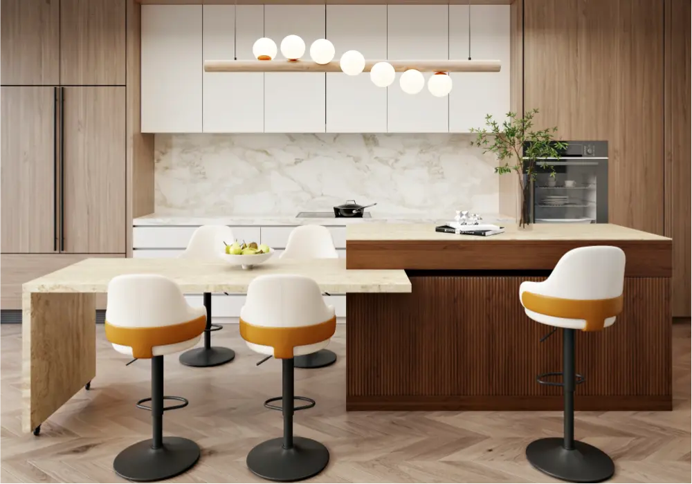Modern 81"–106" Extendable Wood Kitchen Island with Storage, Walnut