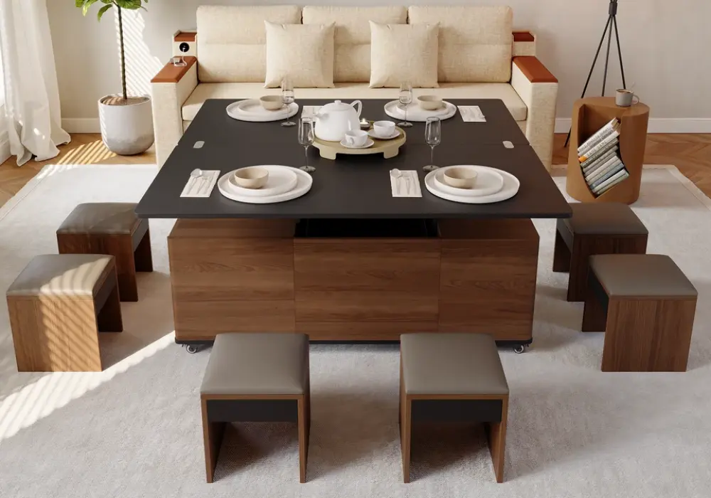 47 Lift-Top Extendable Coffee Table with Drawers & Cabinet