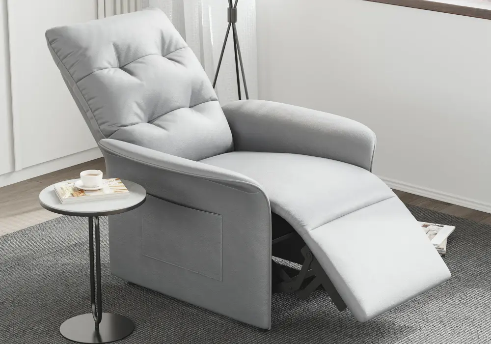 Leather Power Recliner Accent Chair with Side Pocket
