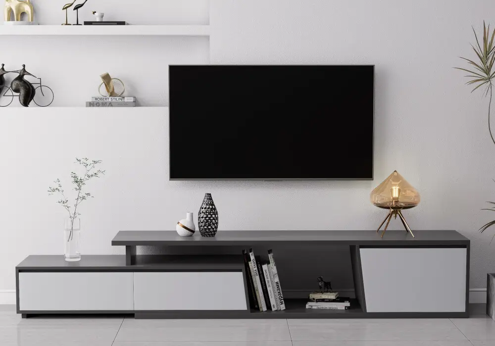 Fero 71"-110" Extendable TV Stand with 3 Drawers