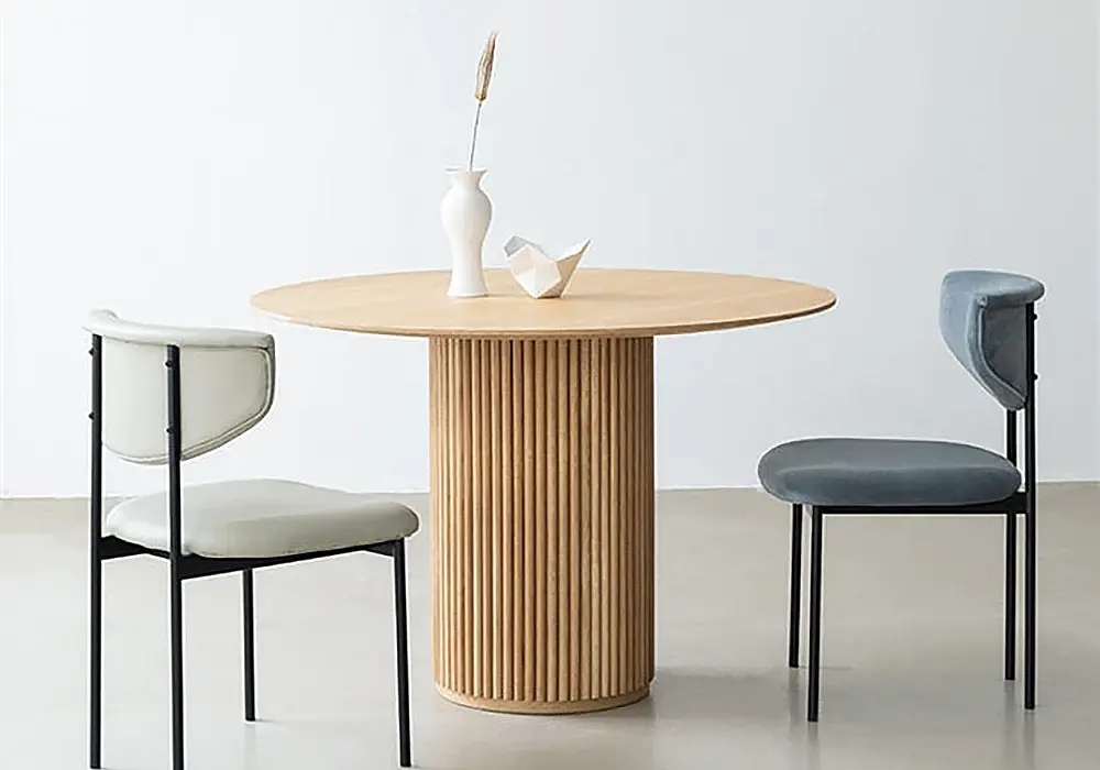 Japandi 39" Round Natural Wood Dining Table, Seats 2-4