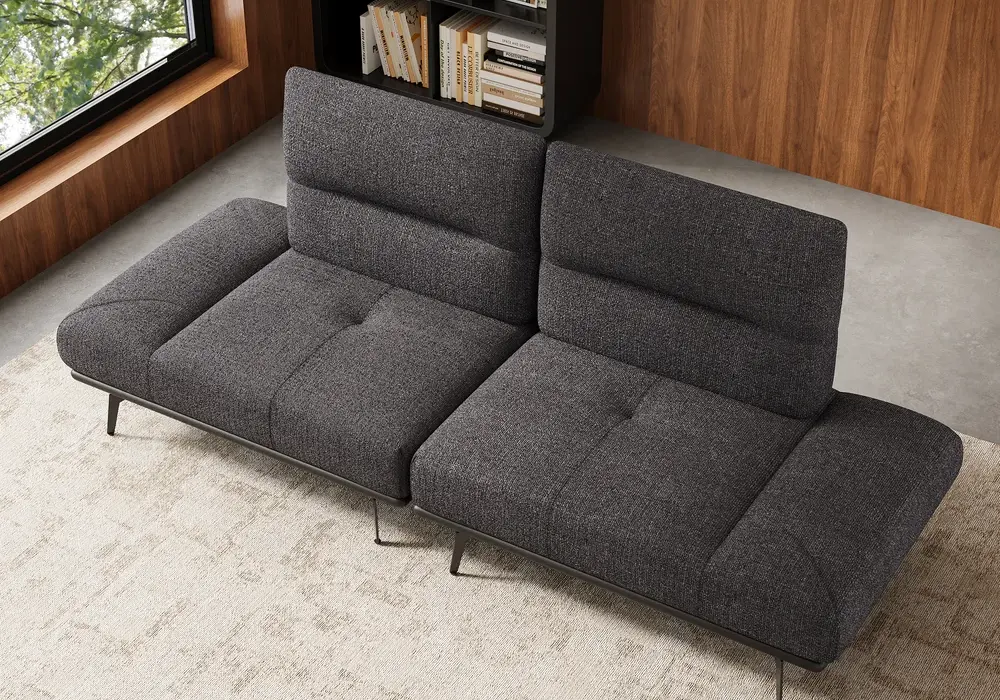 2-Piece Yarn-Dyed Fabric and Faux Leather Reclining Sectional Sofa